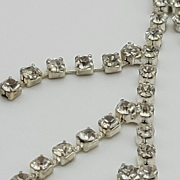 Silver Tone Clear Crystal Layered Tassel Tennis Necklace 13-18 In - Picture 7 of 7